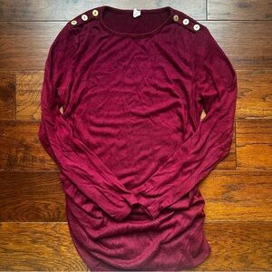 Pinkblush Maroon Long Sleeve Maternity Top with Button Details